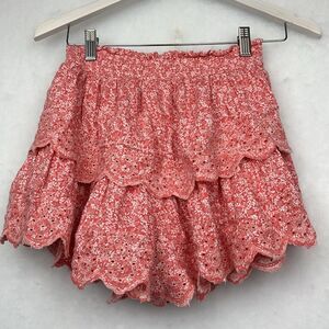 American Eagle Pink Tiered  Floral Skort/Skirt Sz XS Elastic Waist